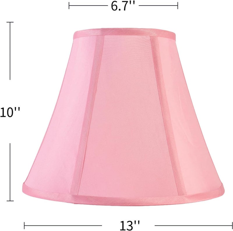 JERHOUS 2 Pcs Pink Lamp Shades Rayon Silk Bell Lampshade 6.7``Top x 13``Bottom x 10``High(Spider) Vintage Medium Lampshade for Table & Bedside Lamp - Easy Assemble - Image 2